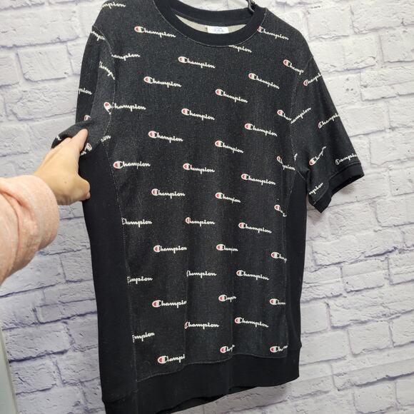 VTG‎ 90s Champion Reverse Weave AOP Heavy Tshirt Size L Athletic Logo Spellout - Picture 4 of 8